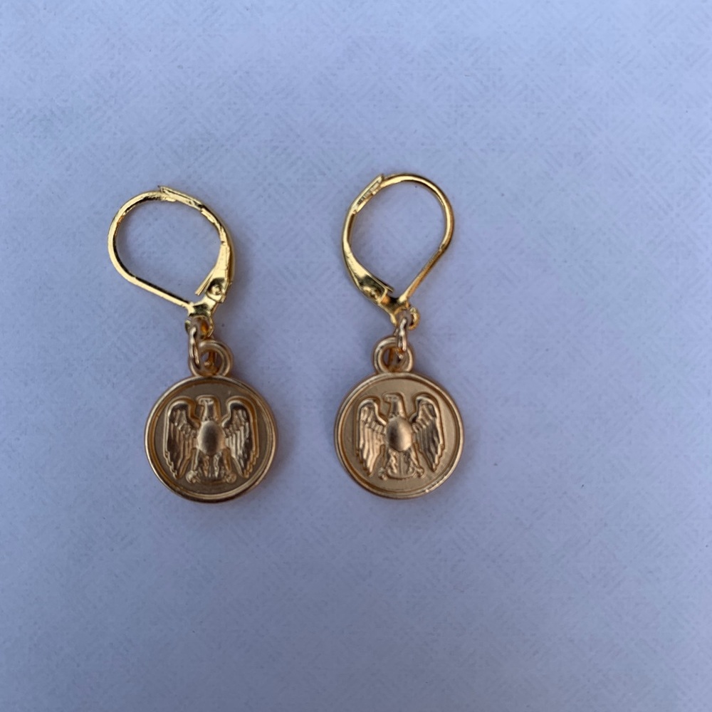 engraved gold coin earrings